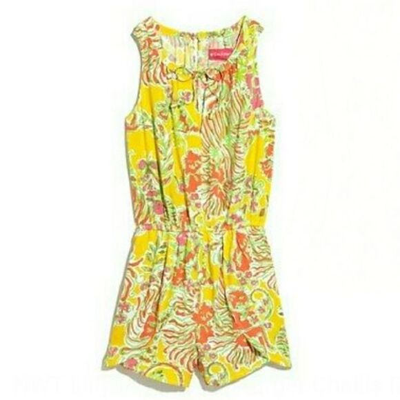 Lilly Pulitzer Challis Happy Place Yellow Romper Sz Small - Picture 1 of 5